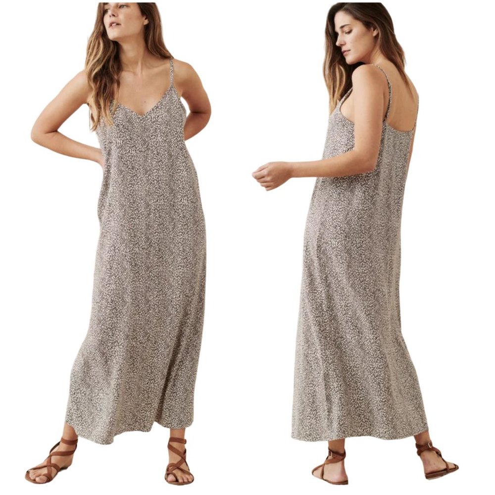 Jenni Kayne Beige Speckled Maxi Slip Dress